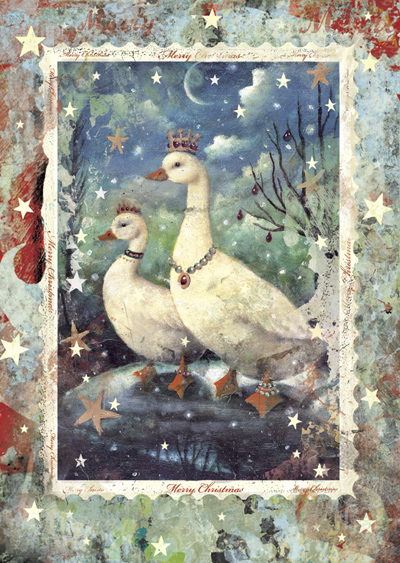 Royal Geese Pack of 5 Christmas Cards by Stephen Mackey - Click Image to Close